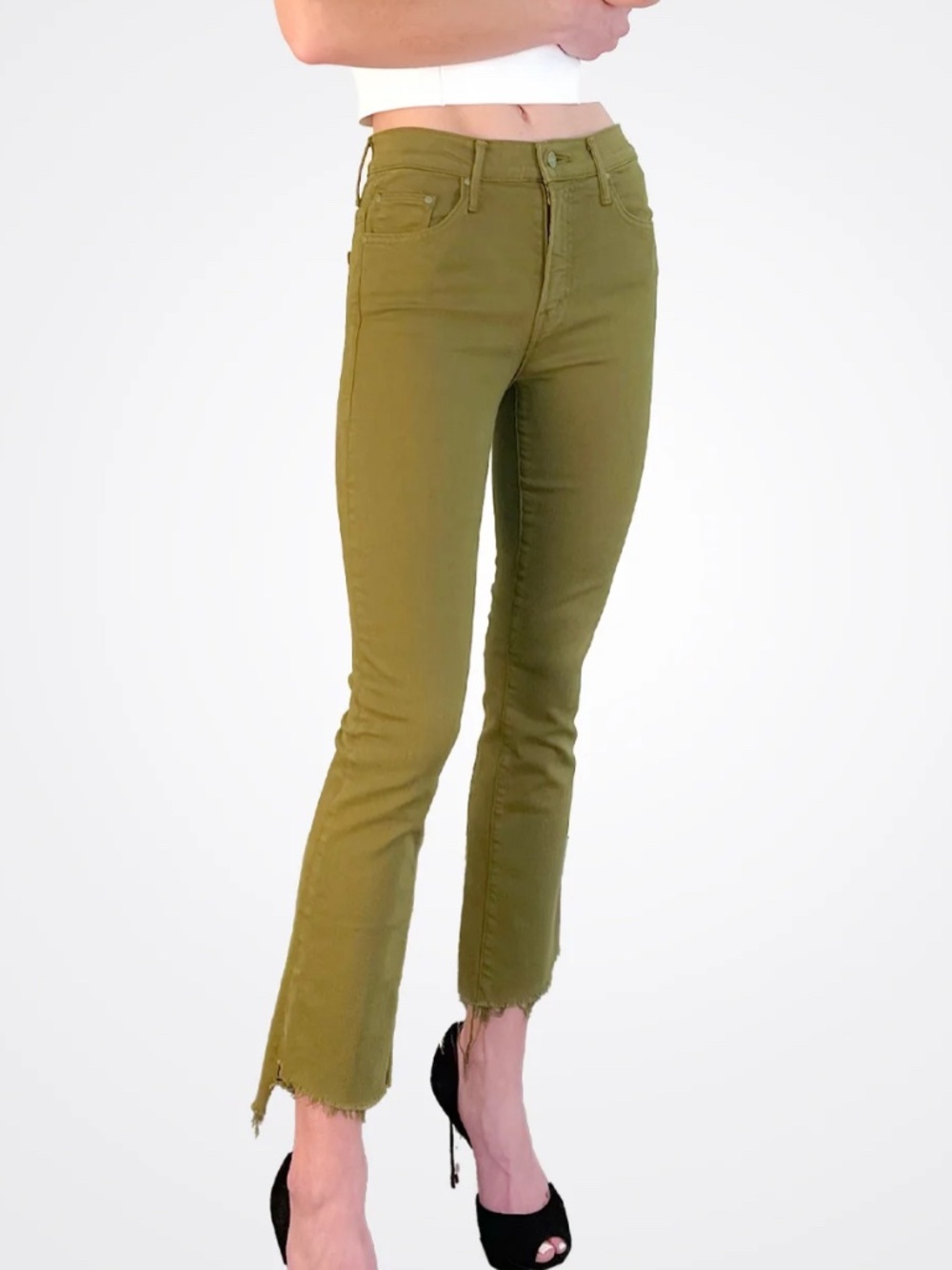 NWOT MOTHER THE INSIDER CROP STEP FRAY FIR GREEN